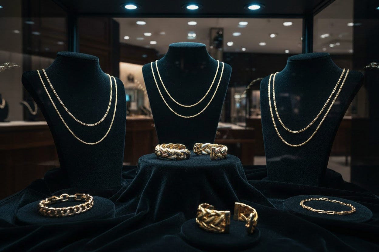 Jewelry Display Case - Fine Gold Chains