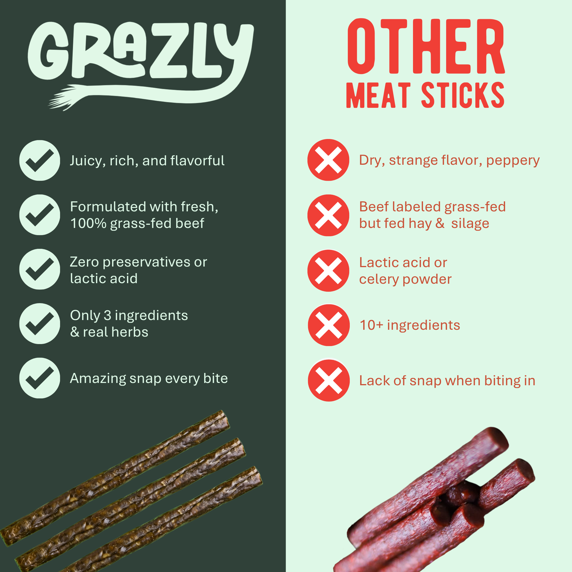 Chimichurri Beef Meat Sticks | Grass-Fed, Real Herbs, Zero Junk by Grazly
