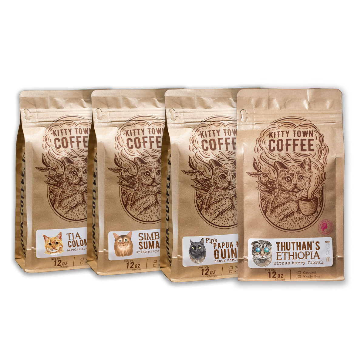 Single Origin Sampler – Simba, Tia, Pip & Thuthan | Kitty Town Coffee