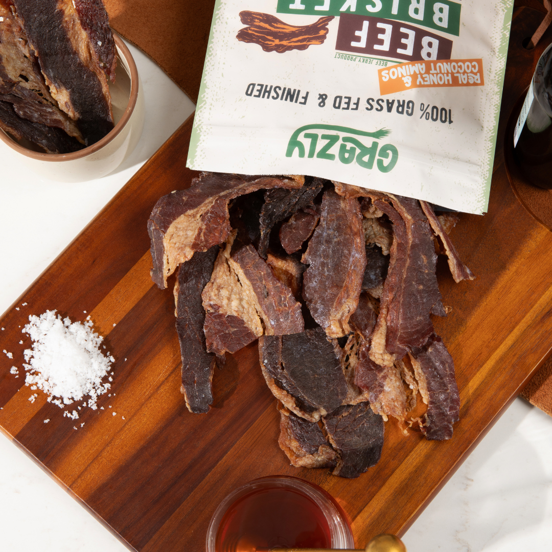 Raw Honey & Coconut Aminos Brisket Slabs | Soy-Free Teriyaki Jerky by Grazly