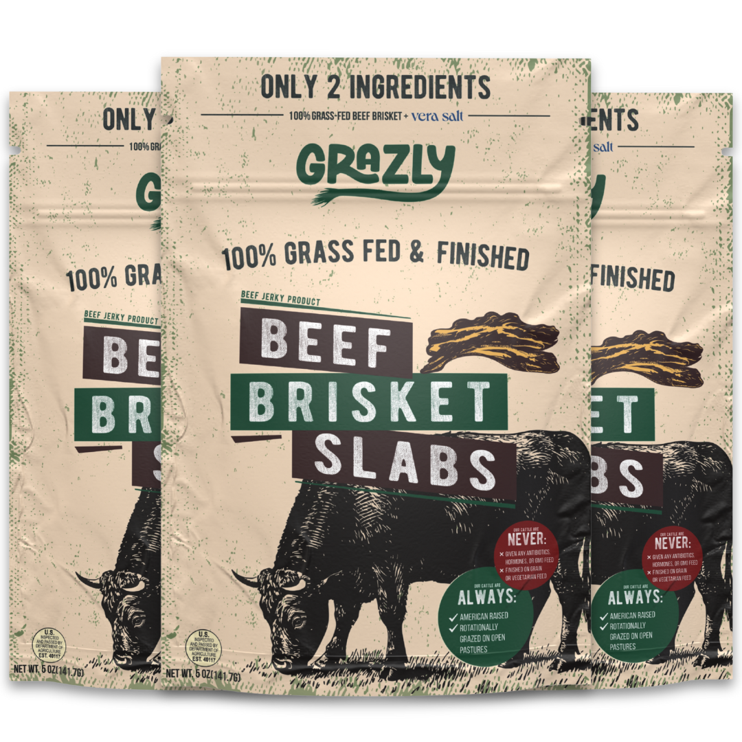 Grass-Fed Beef Brisket Slabs | 100% Grass-Fed & Finished Jerky by Grazly