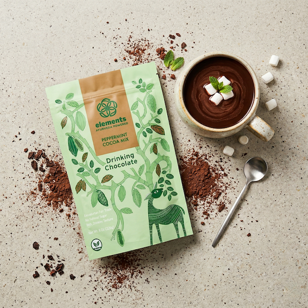 Peppermint Hot Chocolate – Organic Ceremonial Cacao | Elements Truffles