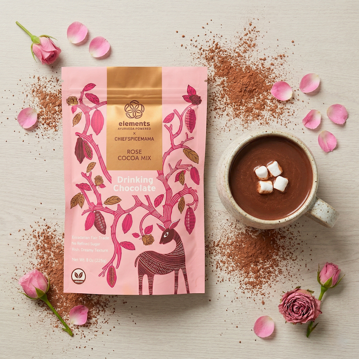 Rose Hot Chocolate – Organic Ceremonial Cacao | Elements Truffles