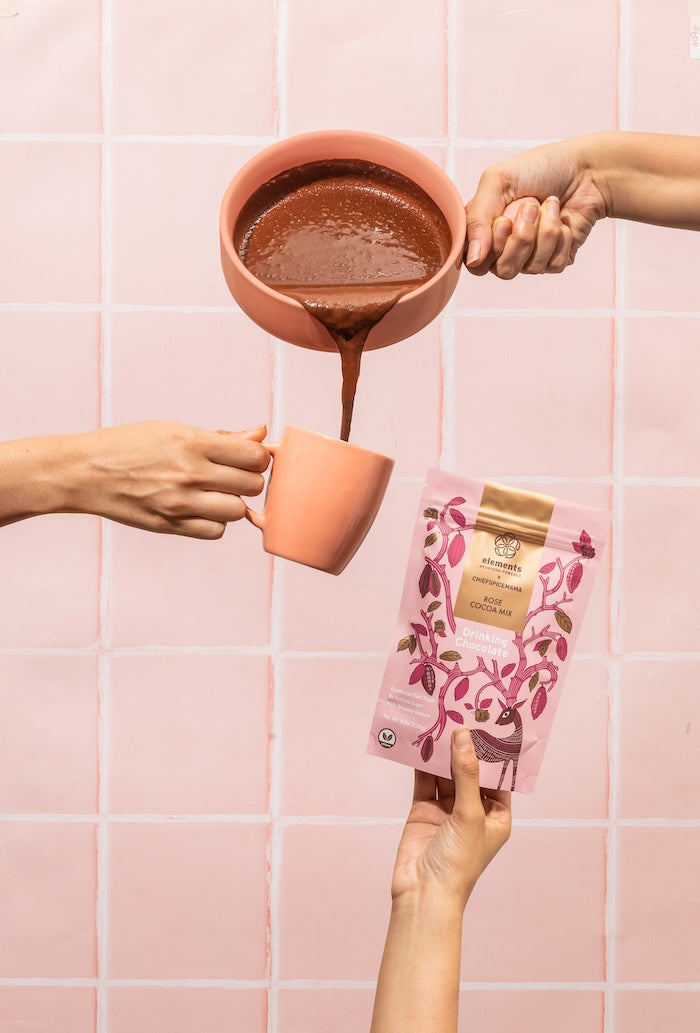 Rose Hot Chocolate – Organic Ceremonial Cacao | Elements Truffles
