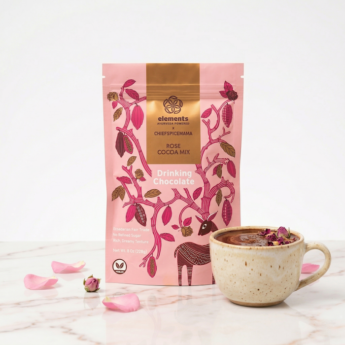 Rose Hot Chocolate – Organic Ceremonial Cacao | Elements Truffles