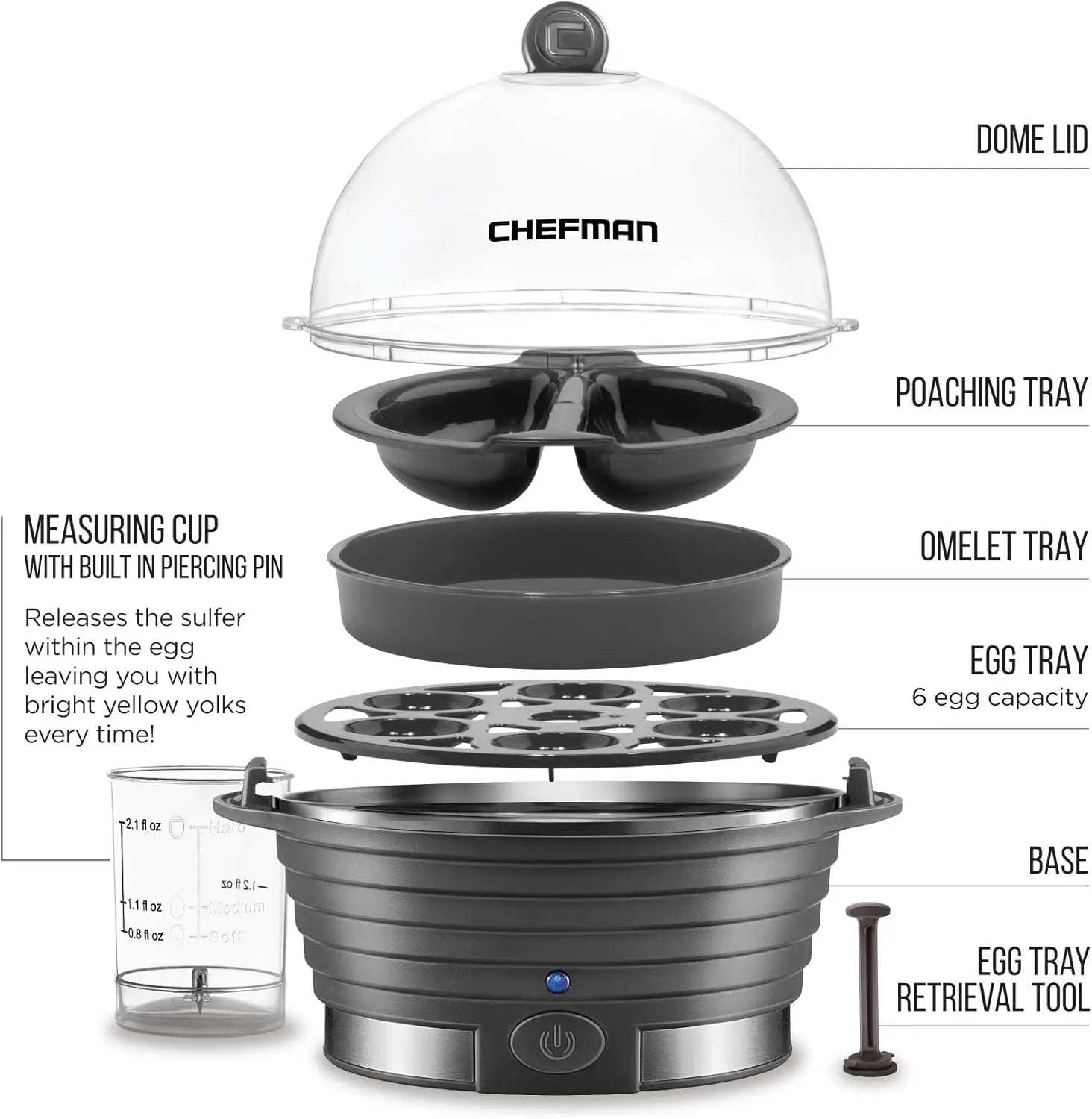 🍳 6‑Egg Rapid Electric Cooker – Steam, Poach & Boil with Ease