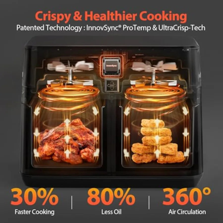 Dual Zone Kitchen Air Fryer 12QT 10-In-1 Functions Touchscreen