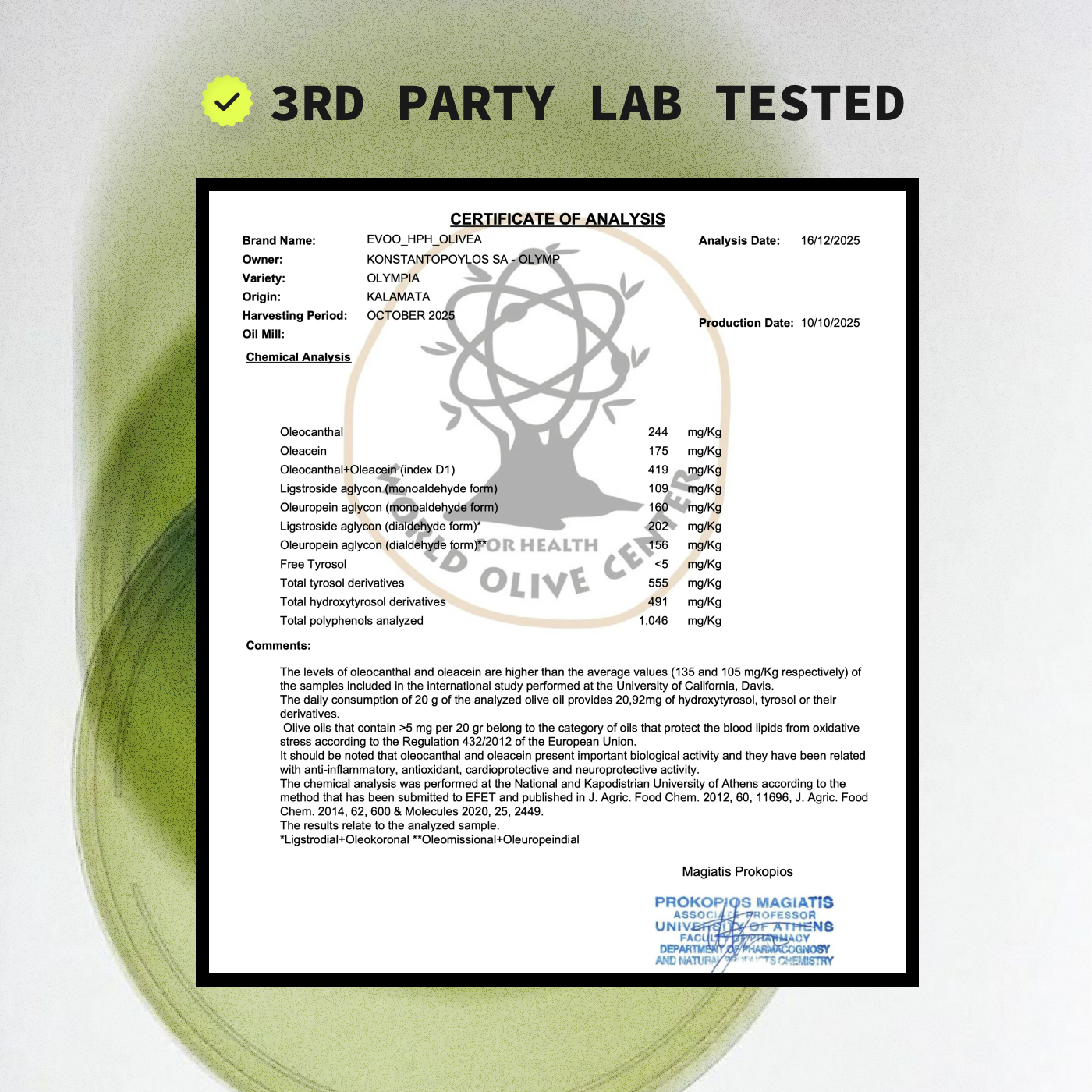 Ultra High Phenolic Olive Oil 1000mg Polyphenols | Premium Health EVOO