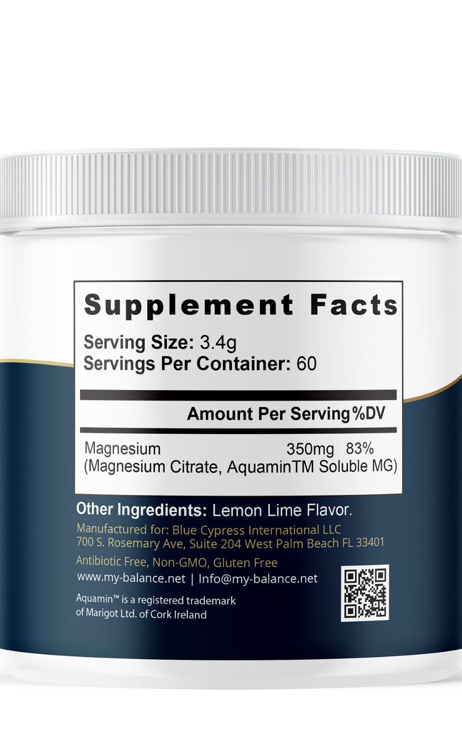My Balance Magnesium Powder — Magnesium Citrate & Aquamin™ Blend