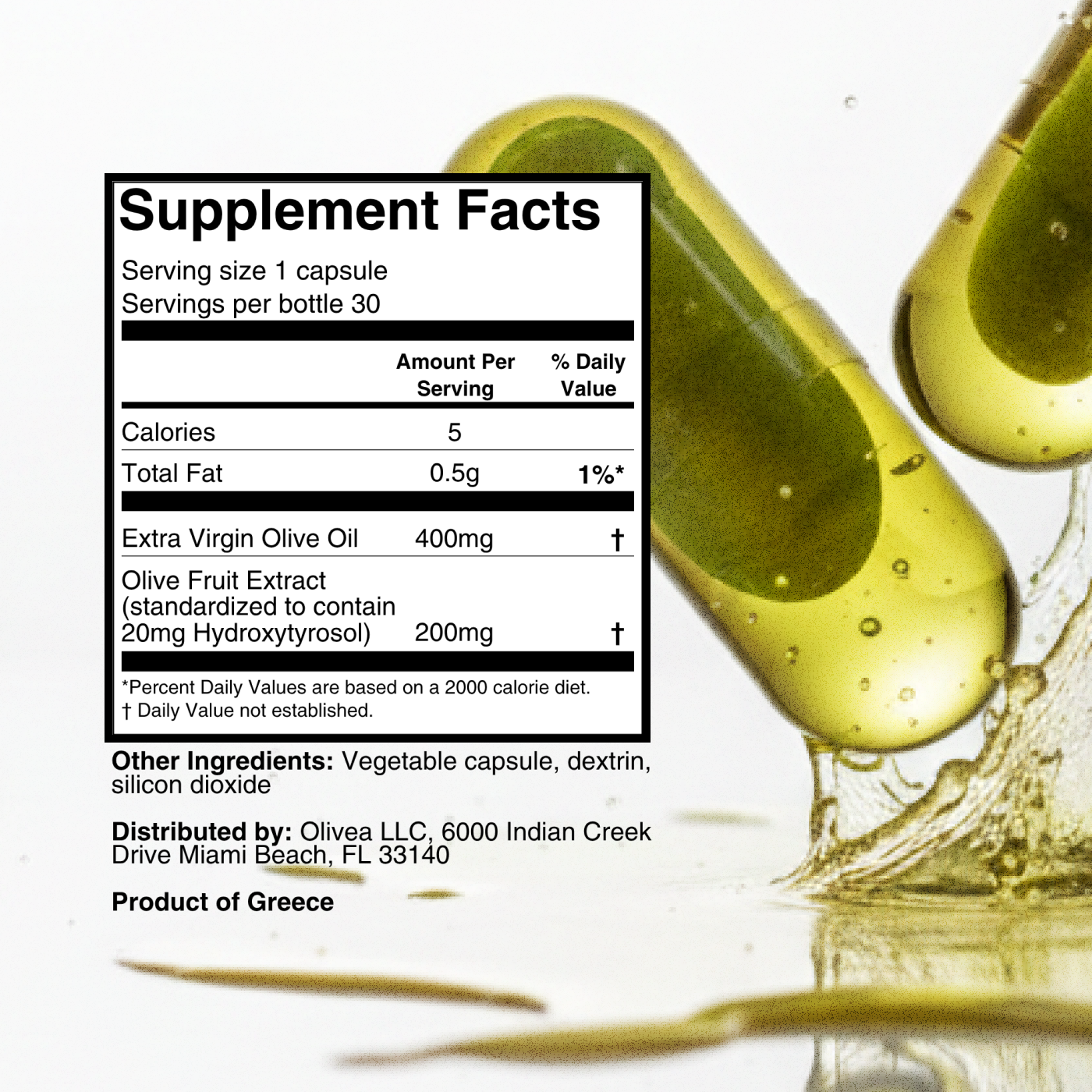 Olivea Hydroxytyrosol Olive Oil Supplement | Antioxidant Wellness Capsules